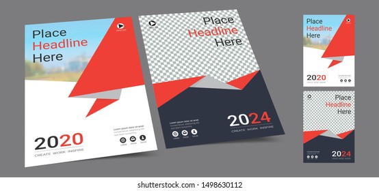 Poster cover book design template in A4 layout with space for photo background, Cmyk 2 tone color suitable for annual report, proposal, portfolio, brochure, flyer, leaflet, catalog, magazine, booklet.