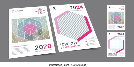 Poster cover book design template in A4 layout with space for photo background, Cmyk 2 tone color suitable for annual report, proposal, portfolio, brochure, flyer, leaflet, catalog, magazine, booklet.