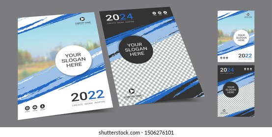 Poster cover book design template in A4 layout with space for photo background, Cmyk 2 tone color suitable for annual report, proposal, portfolio, brochure, flyer, leaflet, catalog, magazine, booklet.