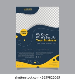 Modelo de design de livro de capa de cartaz com espaço para fundo de foto, uso para relatório anual, proposta, portfólio, brochura, folheto, folheto, catálogo, revista, livreto.
