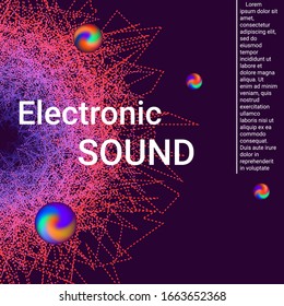 Cartel de diseño de portada. Fondo de diseño de volante abstracto.  Modernos y abstractos fondos musicales. Volante de sonido para crear una portada abstracta, banner, afiche, folleto de moda.
