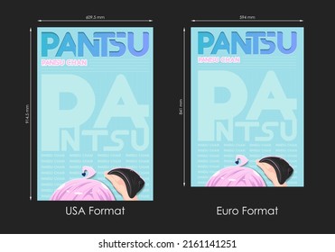 Poster Or Cover Design In Anime Style And Font Background With Famous Word, Cute, Kawaii