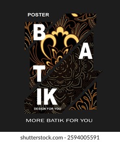 Poster and cover design with classic sogan batik design. Black background batik pattern