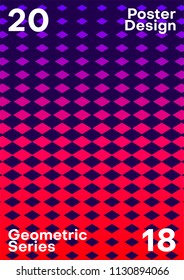 Poster or cover design with geometric pattern. Minimalistic background with gradient color. Vector