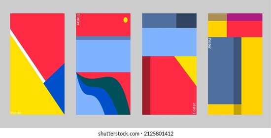 Plantilla de diseño de portada de póster. La ilustración vectorial geométrica colorida se puede usar para periódicos, revistas, medios sociales, etc.
