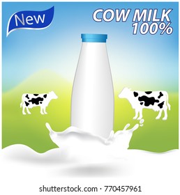 Poster Cow Splash Milk Morning Sun Stock Vector (royalty Free 