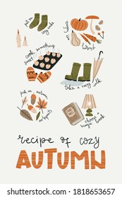 Poster with cozy autumn tips. What should you do in the fall to have a good time