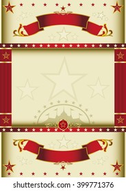 Poster cream circus with curtains. A cream color circus background with curtains