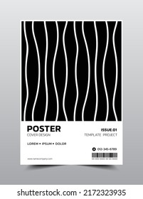 Poster Creative Design Template. Cool Abstract Backgrounds, Black And White Color, Vector Illustration Artwork A4 Size.