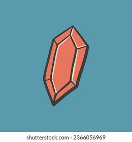 Poster with crystal, retro style. Flat design, hand drawn cartoon, vector illustration. All elements are isolated.