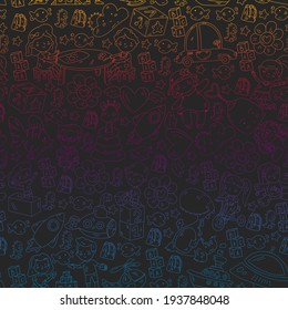 Poster with cute doodle drawing of happy kids and precepts to celebrate Children's Day. Kindergarten children.