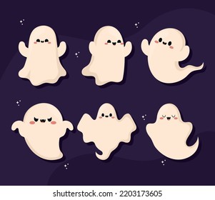 poster of cute ghosts set