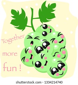 poster with cute grapes - vector illustration, eps