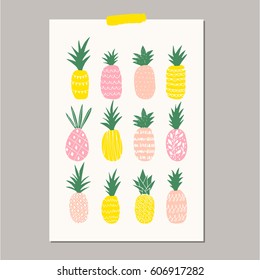 Poster with cute pineapples