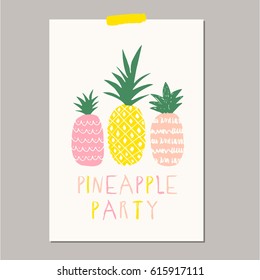 Poster with cute pineapples