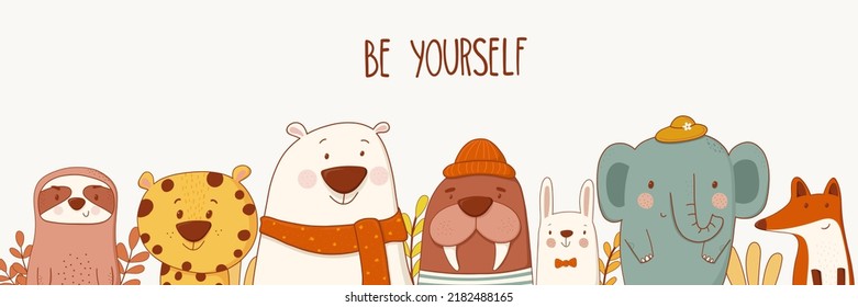 Poster with cute wild animals