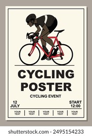 A poster for a cycling event. Gran fondo, races, competitions, crits. Vector illustration with road cyclist.