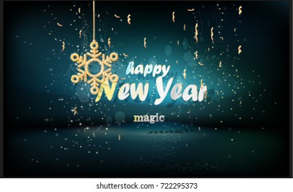 Poster with dark background, for Happy New Year. Vector.