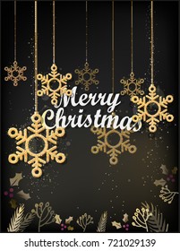 A poster of a dark background, for a new year or merry Christmas. Vector.