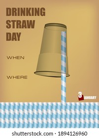 Afiche de la fecha Día de beber paja. Invitación a la celebración de fechas.