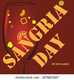 Poster for the date of Sangria Day, a celebration of an alcoholic drink made from wine, water and fruit