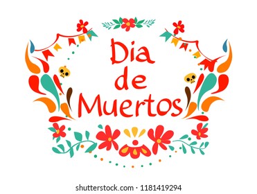 Poster to the day of the dead holiday vector illustration. Vector hand sketched lettering Dia de Muertos.