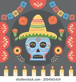 poster day of dead mexican celebration