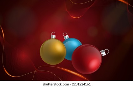 poster decorated with christmas balls red background Business Presentation Vector Template Used For Decoration, Advertising Design, Website Or Publication, Banner And Poster, Cover And Brochure, Flyer