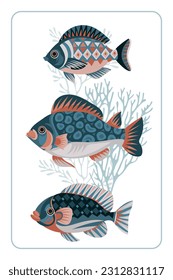 Poster with decorative tropical fish
