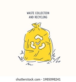 A poster dedicated to the collection and recycling of garbage. Vector illustration in a cartoon style.
