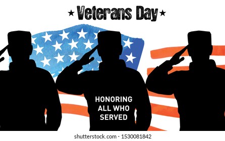 Poster dedicated to the day of veterans. Raising of the American flag by soldiers