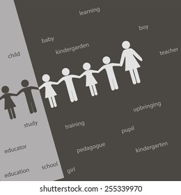 Poster dedicated to education in the lower grades and kindergartens. Vector illustration.