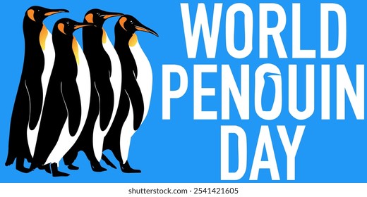 Cartaz dedicado ao dia mundial dos pinguins.
Ilustração vetorial.