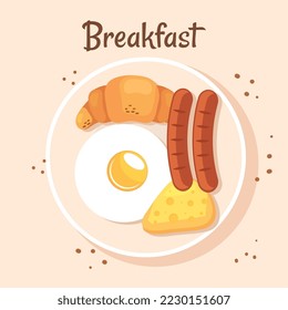 poster with delicious dish with breakfast