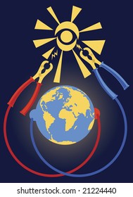 Poster depict to renewable enery source- solar energy svg