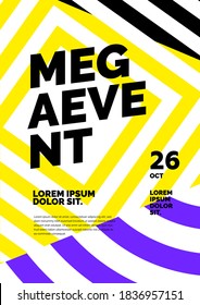 Diseño de afiches con formas abstractas de color sobre fondo blanco para eventos divertidos, fiestas o competencia.