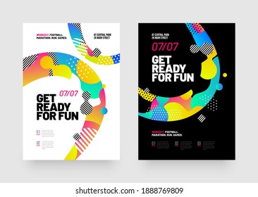 Poster design with abstract colored shapes for fun event, party or competition.