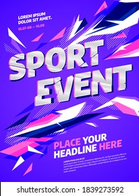 Poster-Design mit abstrakten dynamischen Formen für Sportveranstaltungen, Wettkämpfe oder Meisterschaften. Sporthintergrund.
