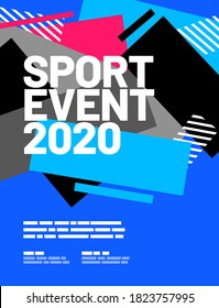 Poster design with abstract dynamic squares for sport event, competition or championship. Sport background.