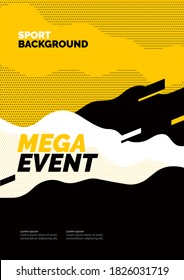 Poster design with abstract dynamic waves for sport event, competition or championship. Sport background.