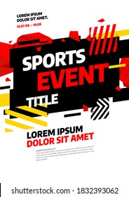 Poster design with abstract polygonal and dynamic shapes for sports event, competition or championship. Sports background.