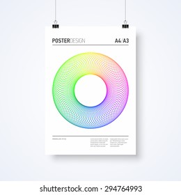 Poster design abstract template in minimalism style with paper clips vector illustration