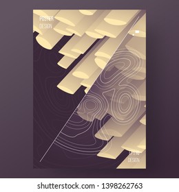 Poster design. Abstract template design. Modern cover. Colorful gradient form. Liquid shape. Map texture. Eps10 vector. 