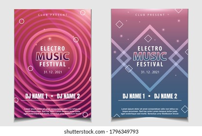 Poster design background for music concert event festival and party celebration with colorful gradient and neon light shine. Elegant vector layout flyer template can use for club night invitation