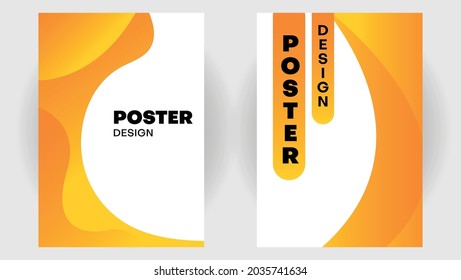 poster design background with orange fluid shape. cover can be used too. flyer,brochure, anual report, banner