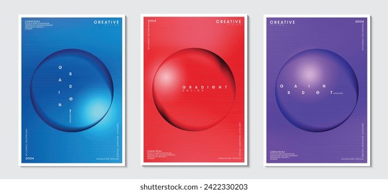 Poster design with blurred circle abstract image on colorful gradient background. Collection for labels and card covers. EPS vector illustration.