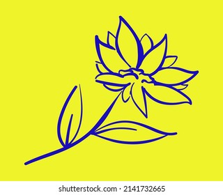 Poster design with a call to help and pray for Ukraine.Image of a calligraphic sunflower on a yellow background