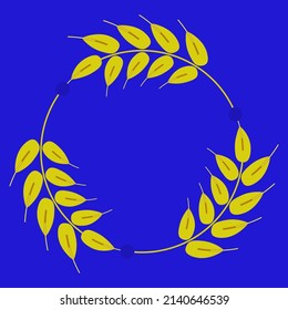 Poster design calling to help Ukraine and pray for Ukraine. An image of golden wheat woven into a circle for calling and asking