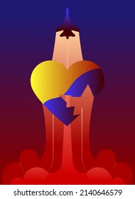 Poster design calling to help Ukraine and pray for Ukraine. Image of ukraine heartbreak over russian beaver worker