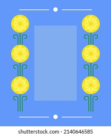 Poster design calling to help Ukraine and pray for Ukraine. Image of geometric abstract sunflowers on a blue background